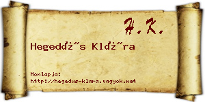 Hegedűs Klára névjegykártya